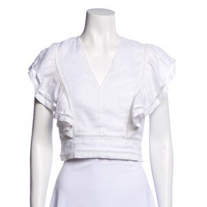 Isabel marant white linen crop top beach